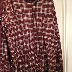 Bass Pro Shops Maroon Plaid Button Down Shirt